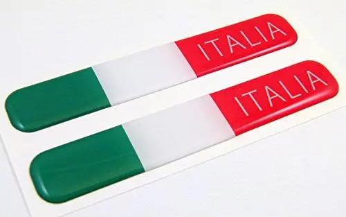 Italy Italian Italia Flag Domed Decal Emblem Resin Car Stickers 5"X 0.82" 2Pc. 1