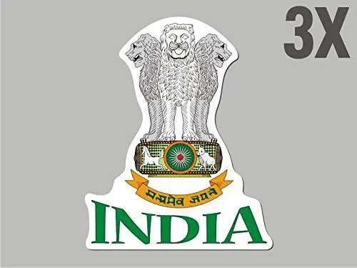 3 India Shaped Stickers Flag Crest Decal Bumper Car Bike Emblem Vinyl Cn016 1