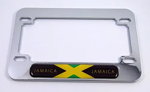 Jamaica Jamaican Flag Motorcycle Bike Abs Chrome Plated License Plate Frame 1