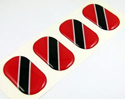 Trinidad And Tobago Midi Domed Decals Flag 4 Emblems 1.5" Car Bike Stickers 1