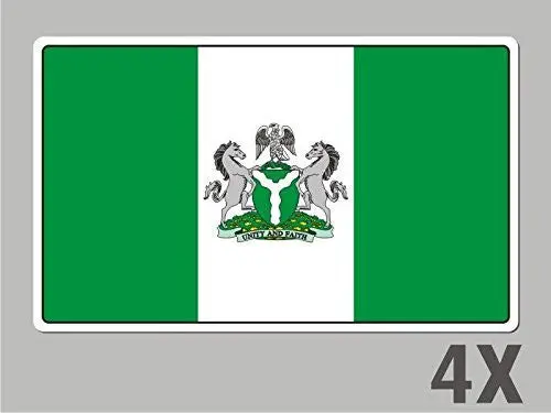 4 Nigeria Stickers Flag Decal Bumper Car Bike Laptop .. Emblem Vinyl Fl044 1