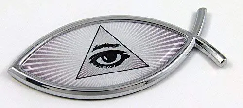 All Seeing Eye Masonic Jesus Fish Car Bike Auto Chrome Emblem Decal Sticker 1