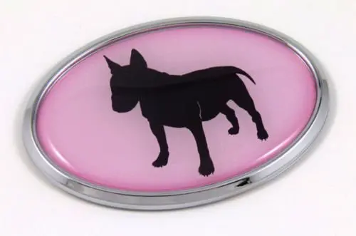 Bull Terrier Dog Pink 3D Chrome Emblem Pet Decal Car Auto Bike Truck Sticker 1