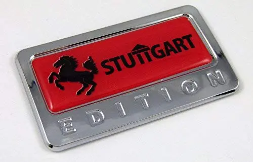 Stuttgart Red Edition Chrome Emblem Domed Decal Car Auto Badge 1
