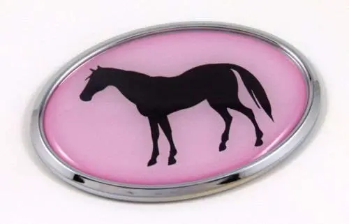 Horse Pink 3D Chrome Emblem Pet Decal Car Auto Bike Truck Sticker 1