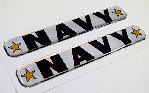 Navy Army Domed Decal Emblem Resin Chrome Car Bike Biker Stickers 5"X 0.82" 2Pc. 1