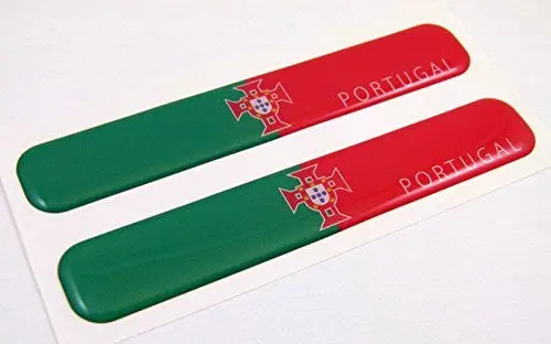 Portugal Portuegese Flag Domed Decal Emblem Resin Car Stickers 5"X 0.82" 2Pc. 1