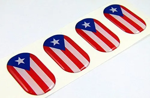Puerto Rico Midi Domed Decals Flag 4 Emblems 1.5" Car Bike Laptop Stickers 1