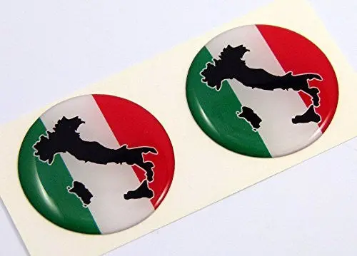 Italia Italy Flag Round Domed Decal 2 Emblem Car Bike Stickers 1.45" Pair 1