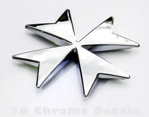 Car Chrome Decals Cnpl-Malt Maltese Cross, Car Auto Bike 3D Chrome Decal 1