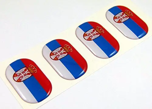 Serbia Midi Domed Decals Flag 4 Emblems 1.5" Car Bike Laptop Stickers 1