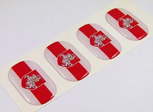 Belarus Midi Belarussia Domed Decals Flag 4 Emblems 1.5" Car Bike Stickers 1