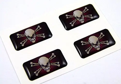 Skull With Crossbones Pirate Mini Domed Decals Set 4 Emblems Car Bike Boat... Stickers 1