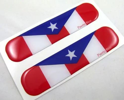 Puerto Rico Flag Domed Decal Puerto Rican Emblem Car Flexible Sticker 5"Set Of2 1