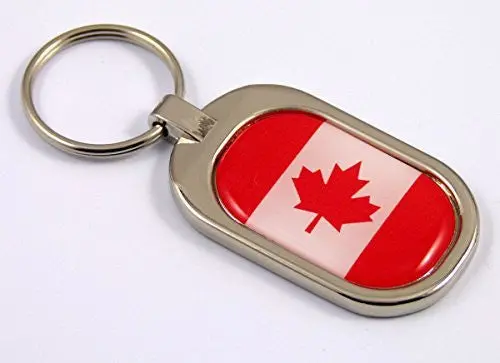 Canada Flag Key Chain Metal Chrome Plated Keychain Key Fob Keyfob Canadian 1