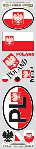 Car Chrome Decals Sts-Pl Poland 11 Stickers Set Polish Polska Flag Decals Bumper Car Auto Bike Laptop 1