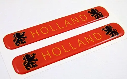 Holland Flag Domed Decal Emblem Resin Car Stickers 5"X 0.82" 2Pc. 1