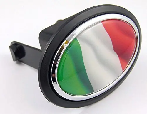 Italy Italian Flag Hitch Cover Cap 2" Receiver Black With Chrome & Dome 1