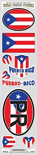 Car Chrome Decals Sts-Pr Puerto Rico 9 Stickers Set Puerto Rican Flag Decals Bumper Car Auto Bike Laptop 1