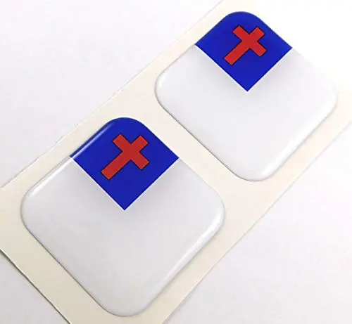 Christian Flag Square Domed Decal Emblem Car Bike Gel Stickers 1.5" 2Pc. 1