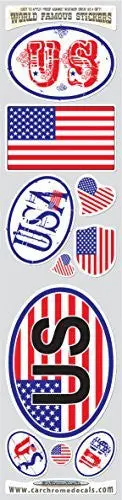 Car Chrome Decals Sts-Usa Usa 10 Stickers Set Us American Flag Decals Bumper Stiker Car Auto Bike Laptop 1