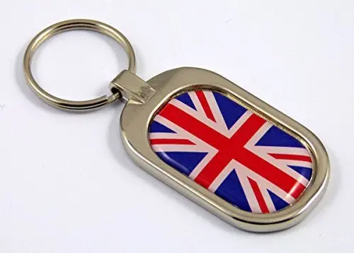 Great Britain Flag Key Chain Metal Chrome Plated Keychain Key Fob Keyfob England 1