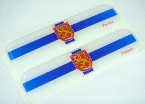 Finland, Finnish Flag Domed Decal Emblem Car Flexible Sticker 5" Set Of 2 Suomi 1