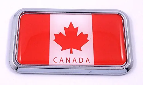 Canada Canadian Flag Rectanguglar Chrome Emblem 3D Car Decal Sticker 3" X 1.75" 1