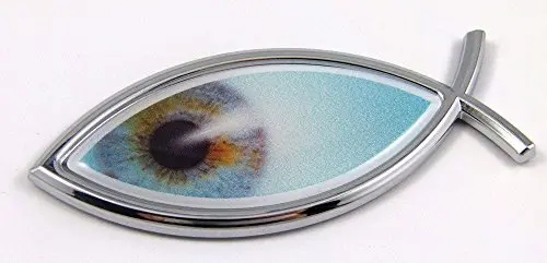 Jesus Fish With Eye Flag Car Bike Auto Chrome Emblem Decal Sticker Christian 1