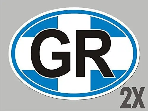 2 Greece Greek Gr Oval Stickers Flag Decal Bumper Car Bike Emblem Vinyl Cl023 1