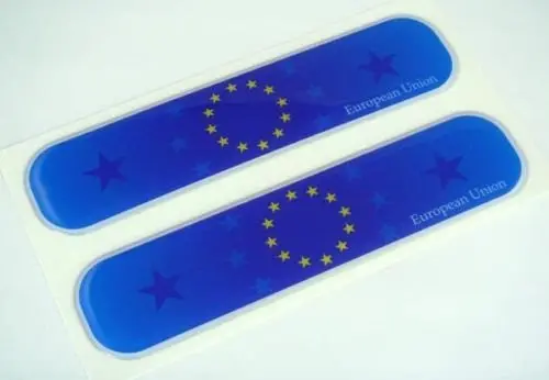European Union Flag Domed Decal Emblem Car Flexible Sticker 5" Set Of 2 Europe 1