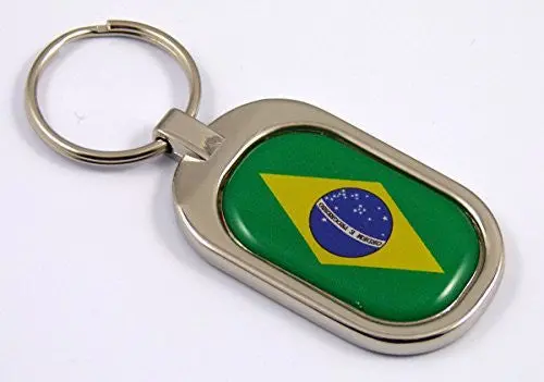 Brazil Flag Key Chain Metal Chrome Plated Keychain Key Fob Keyfob Brazilian 1