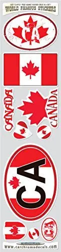 Car Chrome Decals Sts-Ca Canada 10 Stickers Set Canadian Flag Decals Bumper Stiker Car Auto Bike Laptop 1