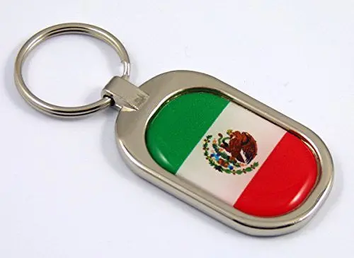 Mexico Flag Key Chain Metal Chrome Plated Keychain Key Fob Keyfob Mexican 1