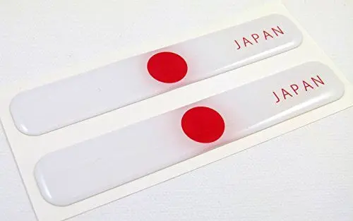 Japan Japanese Flag Domed Decal Emblem Resin Car Stickers 5"X 0.82" 2Pc. 1