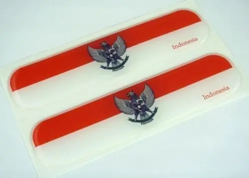 Indonesia Indonesian Flag Domed Decal Emblem Car Flexible Sticker 5" Set Of 2 1