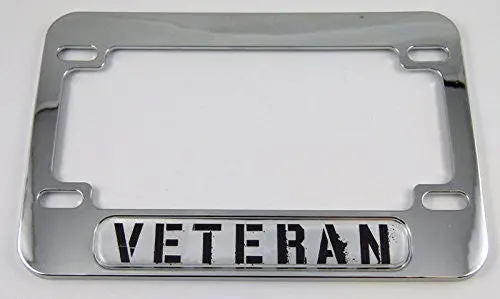 Veteran War Motorcycle Bike Abs Chrome Plated License Plate Frame Dome 1