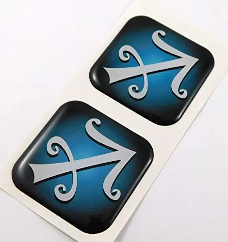 Sagittarius Zodiac, Square Domed Decal Emblem Car Biker Gel Stickers 1.5" 2Pc. 1