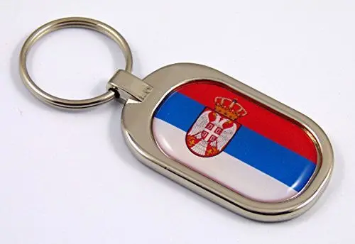 Serbia Flag Key Chain Metal Chrome Plated Keychain Key Fob Keyfob Serbian 1