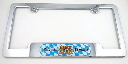 Bavaria German Chrome Plated Abs License Plate Frame Dome Emblem Bayernfree Caps 1