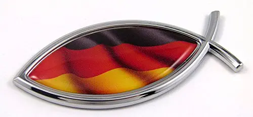 Germany Jesus Fish German Flag Car Bike Chrome Emblem Decal Sticker Christian 1