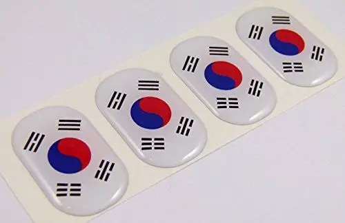 Korea South Midi Domed Decals Flag 4 Emblems 1.5" Car Bike Laptop Stickers 1