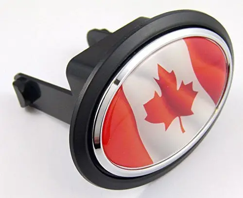 Canada Canadian Flag Hitch Cover Cap 2" Receiver Black With Chrome & Dome 1