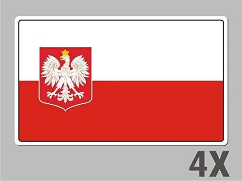 4 Poland Polski Stickers Flag Decal Bumper Car Bike Laptop .. Emblem Vinyl Fl049 1
