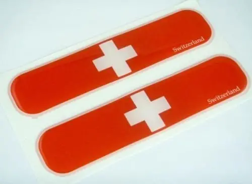 Switzerland Swiss Flag Domed Decal Emblem Car Flexible Sticker 5" Set Of 2 1