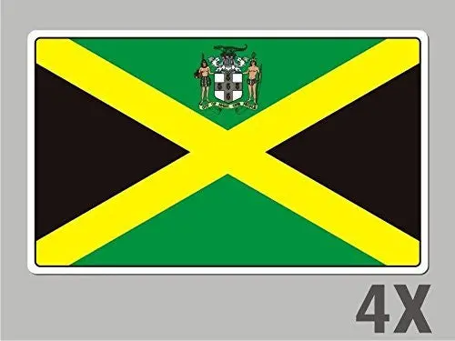4 Jamaica Stickers Flag Decal Bumper Car Bike Laptop .. Emblem Vinyl Fl032 1