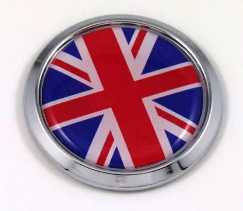 Great Britain Flag Emblem In Chrome Bezel Union Jack Decal Flag Car Bike Sticker 1