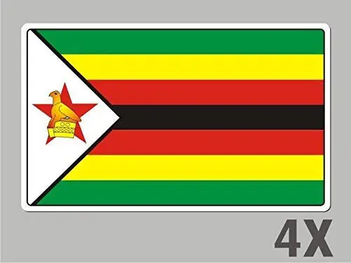 4 Zimbabwe Stickers Flag Decal Bumper Car Bike Emblem Vinyl Fl076 1