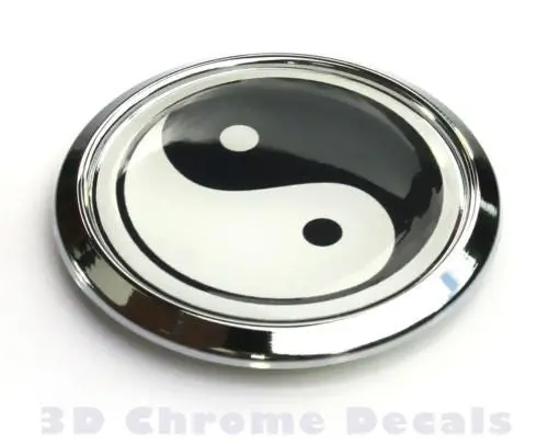 Yin Yang Symbol Decal Car Bike Chrome Emblem Round 3D Sticker 1