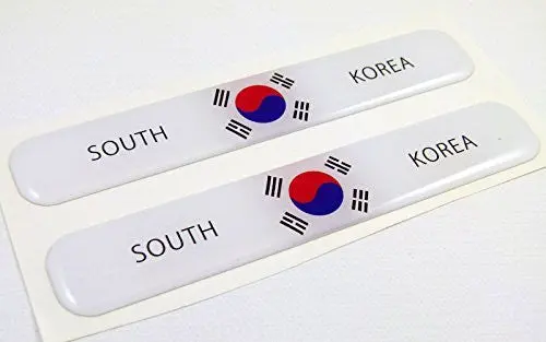 North Korea Flag Domed Decal Emblem Resin Car Stickers 5"X 0.82" 2Pc. 1